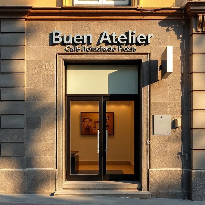 Entrada de la oficina de Buen Atelier en la calle Licenciado Poza